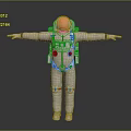 Man in White Astronaut Spacesuit With Orange Helmet Arms Outstretched Against Gray Background